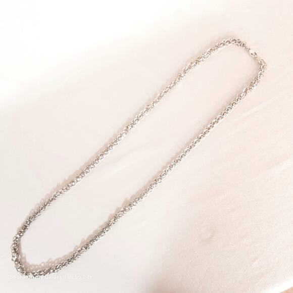 Triple Link Silver Tone Opera Necklace Slide Clasp - Picture 3 of 6